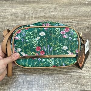 NWT HSN IMAN Global Chic Floral Print Crossbody Bag Green